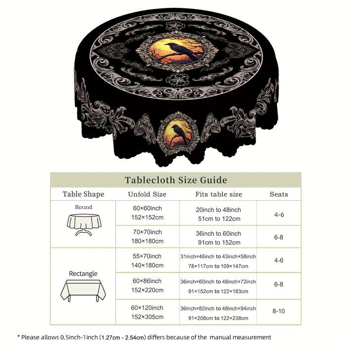 Halloween tablecloth decoration size Round 60x60in 152x152cm