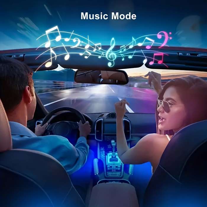 1pc  App Controlled RGB Car Ambient Lighting Kit 48LED USB-Powered Music Sync Footpa