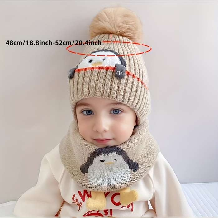 Winter Hat Color Little Penguin  Baby Hat Add Small Scarf Add Gloves    Yellow