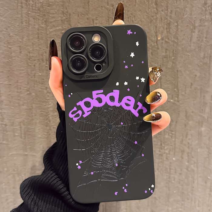 1Pc Black For iPhone 12 Dark Night Spider Web Phone Case