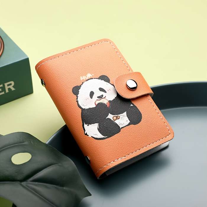 1pc Cute Panda Pattern Womens Credit Card Wallet Multi-Slot Large Capacity Compact Design with