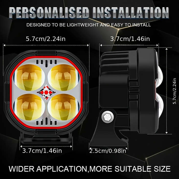 1pc Demon Eyes 2-inch LED Motorcycle Assist Light 12V 24V Pod Light for Car Truck 4X