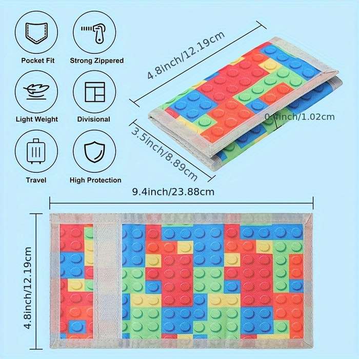 1pc Three-fold camouflage wallet with keychain black and white plaid design small foldable coin b