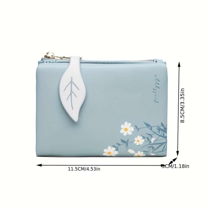 1pc Floral Print Short Wallet Bifold Coin Purse All-Match Credit Card Holder Portable Purse