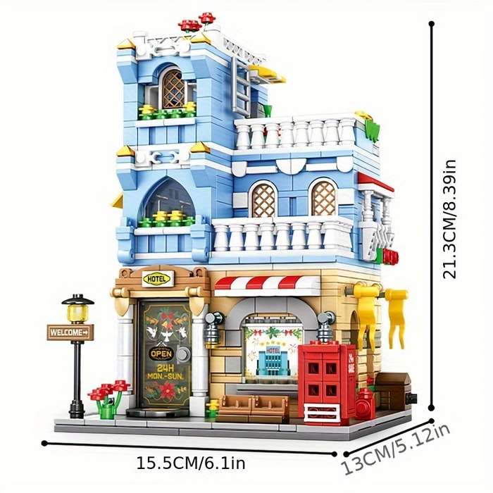 Building Toy Architectural Model Toy Set Color Large Hotel Building Blocks No Box