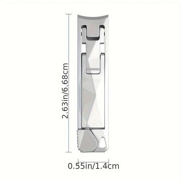 1pc Stainless Steel Fingernail Clippers with Concave Blade and Nail File Compact Diamond Cut