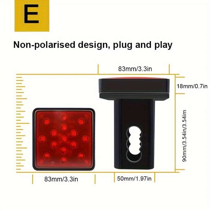 1pc 15LED Red Brake Light & DRL for Trucks SUVs and Trailers Hitch Receiver Cover
