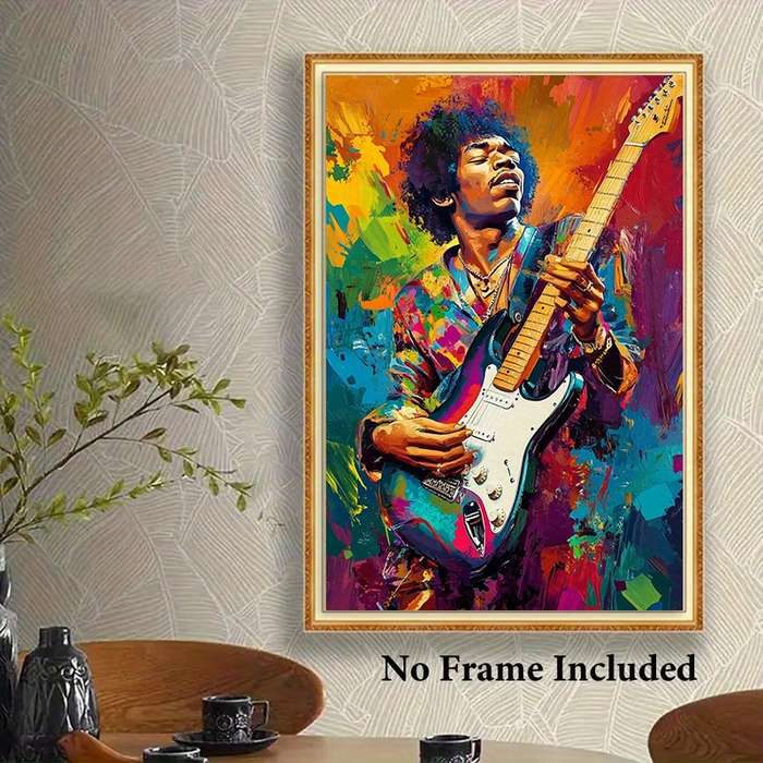 1pc  Vibrant Jimi Hendrix-Inspired Guitar Canvas Art Poster Unframed Wall Decor for Living Roo