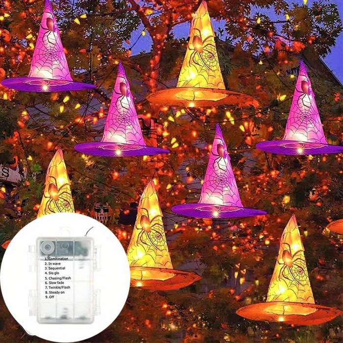 Halloween Decorations Color 3 Purple Add  3 Orange Style Hanging Witch Hat