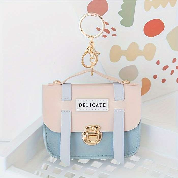 1pc Cute Female Creative Mini Compact Coin Purse Bag Small Wallet with Lock and Keychain Pendant