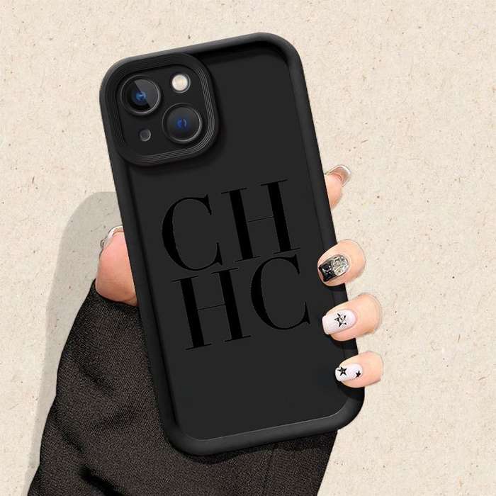 1Pc Black For iPhone 15 Pro Max Letter Pattern Phone Case