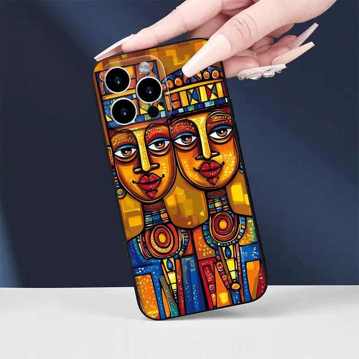 1Pc Black For iPhone 11 Pro Max African Ceremonial Art Phone Case