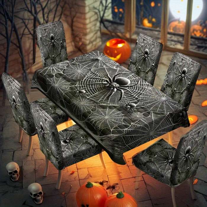 Halloween tablecloth decoration size 5pcs 1 tablecloth add 4 chair covers