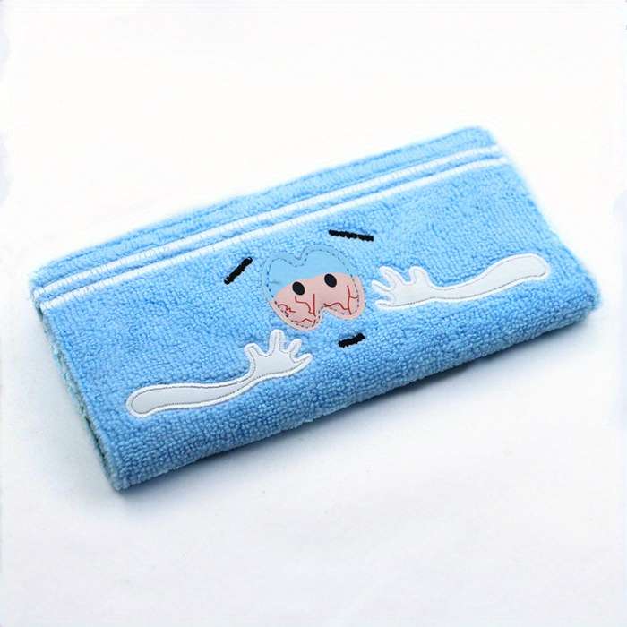 1pc Sky Blue Cartoon Plush Zip Wallet Large Capacity Card Holder with Smiling Face Design Soft S