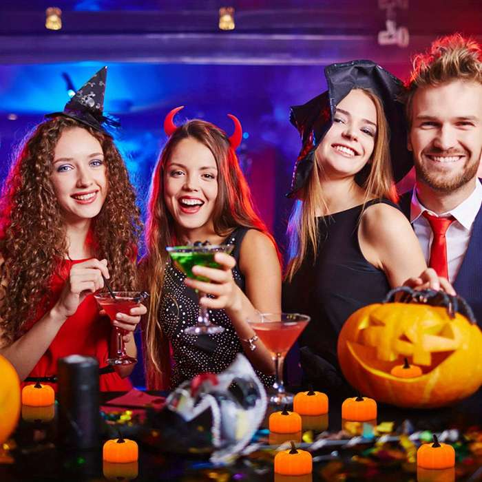 Halloween Decorations Style Pumpkin Tea Lights With Spider Quantity 12Pcs