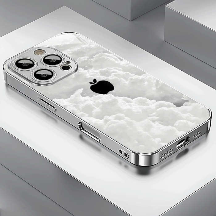 1Pc Silvery For iPhone 7 Plus 8 Plus White Cloud Apple Design Phone Case