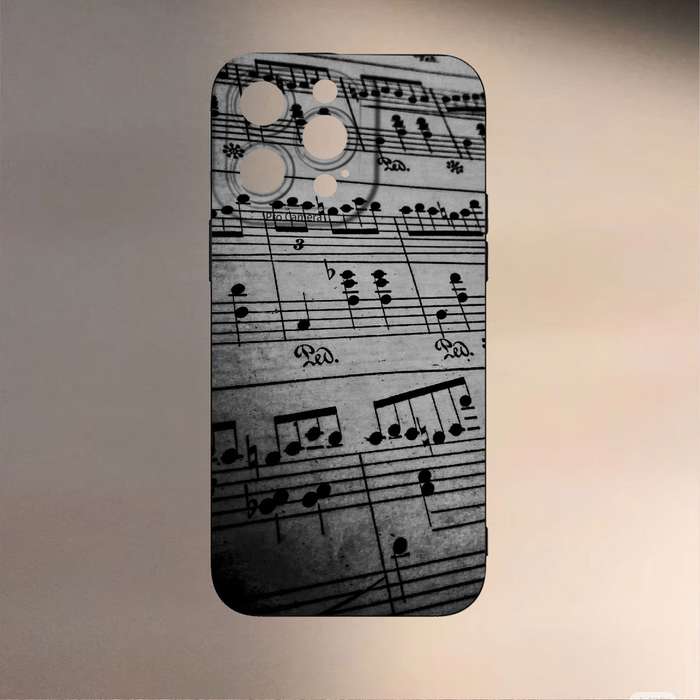 1Pc Black For iPhone 15 Plus Musical Note Pattern Phone Case