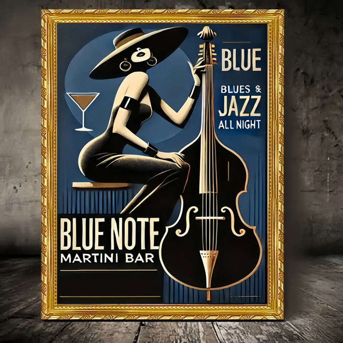 1pc  Vintage Blue Note Jazz Club Canvas Print Poster Frameless Wall Art Decor with Retro Style