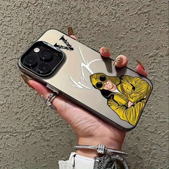 1Pc Black For iPhone 16 Plus Stylish Jacket V Phone Case