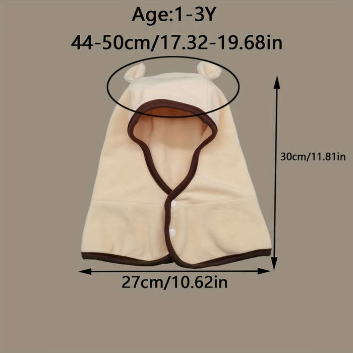Winter Hat Color Button Bear Scarf And Hat In One   Brown