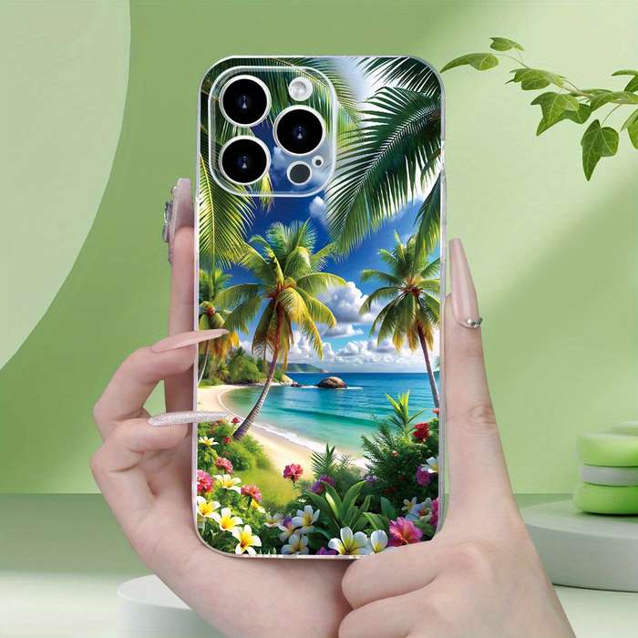 1Pc Transparent For iPhone 7 Beautiful Beach Scenery Phone Case