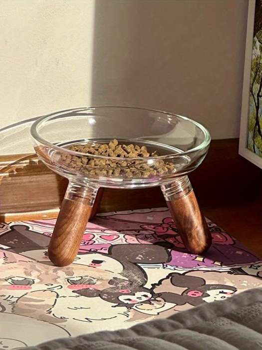 Pet Supplies Color Transparent Bowl  Add   Light Color Shelf  The Bowl Can Be Disassembled By Itself