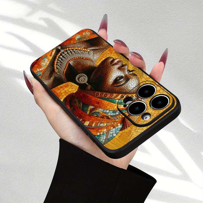 1Pc Black For iPhone 16 Pro Max African Girl Phone Case