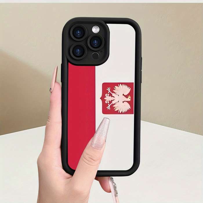 1Pc Black For iPhone XS Max Polish Flag Design Phone Case
