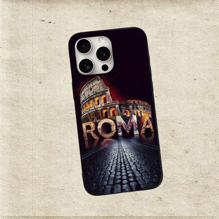 1Pc Black For iPhone 14 Pro Max Colosseum Design Phone Case