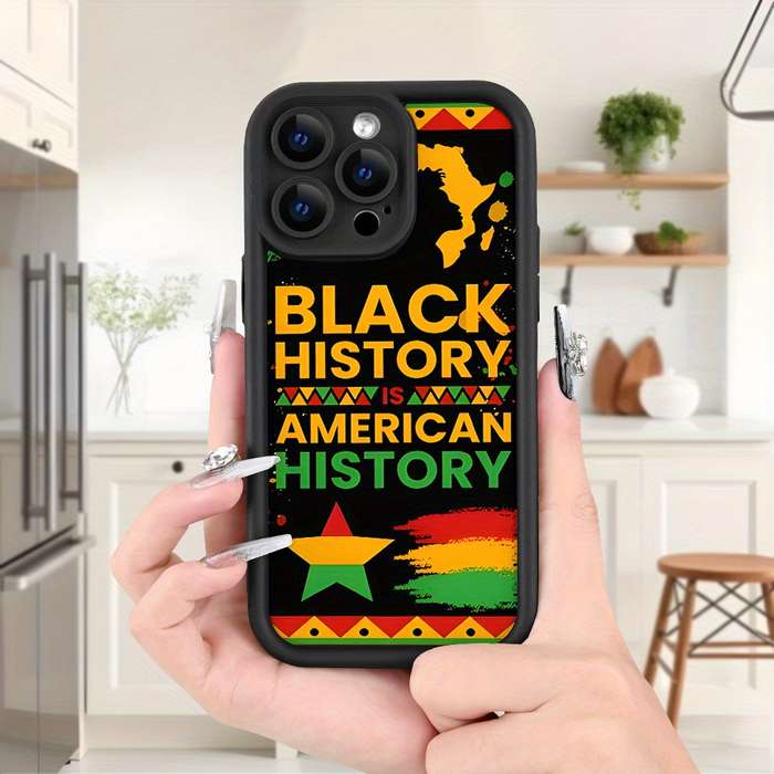 1Pc Black For iPhone 16 Pro African Map Pattern Phone Case