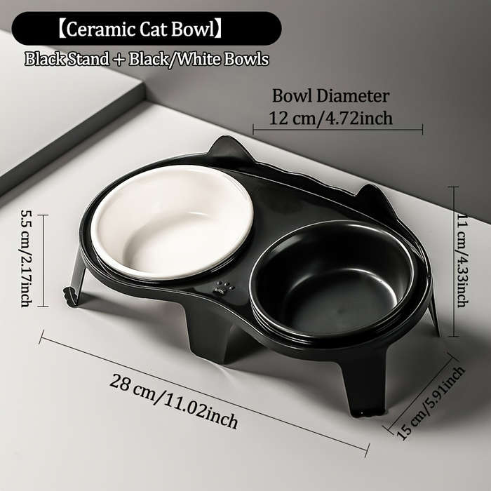 Pet Supplies Color White Stand Add  Black White Bowl