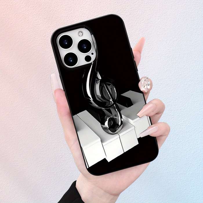 1Pc Black For iPhone 12 Pro Max Piano Music Symbol Phone Case