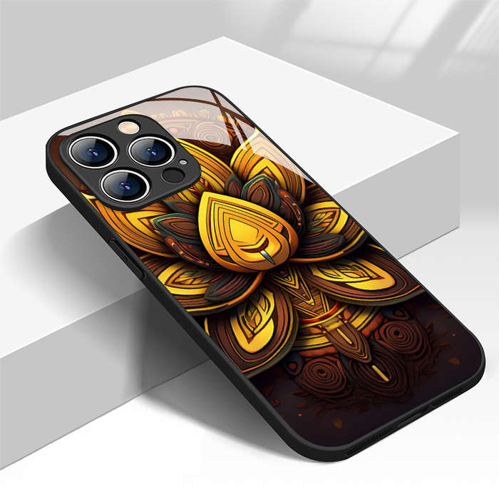 1Pc Mixed Color For iPhone 16 Plus African Totem Lotus Phone Case