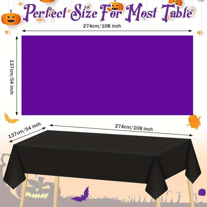 Halloween tablecloth decoration color Black, Orange, Purple 6pcs