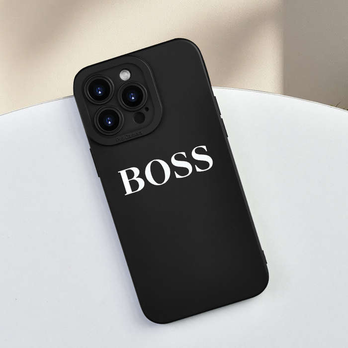 1Pc Black For iPhone 12 Pro BOSS Pattern Phone Case