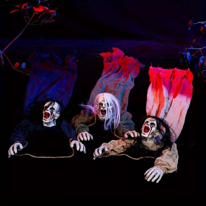 Halloween Decorations Color Black Hair Yellow Blood Clothes Hanging Ghost