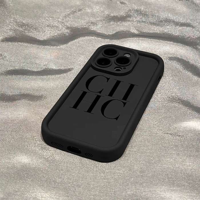 1Pc Black For iPhone 15 Pro Max Letter Pattern Phone Case