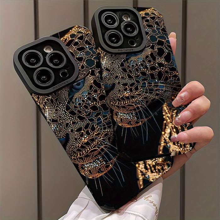 1Pc Mixed Color For iPhone X Jewel Encrusted Leopard Phone Case