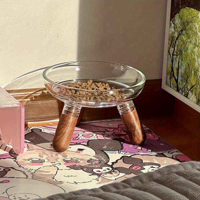 Pet Supplies Color Transparent Bowl  Add   Light Color Shelf  The Bowl Can Be Disassembled By Itself