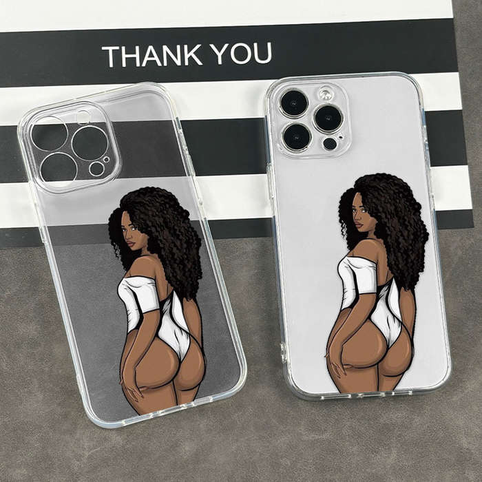1Pc Transparent For iPhone 14 Pro Sexy Woman Back Phone Case