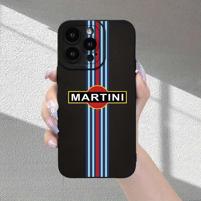 1Pc Black For iPhone 12 Racing Stripe Phone Case