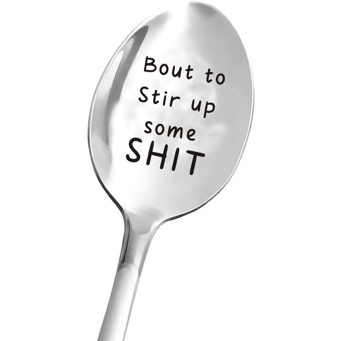 1pc Humorous Stainless Steel Spoon  Bout to Stir Some Shit  Ideal Gift for Mom Grandma Gran
