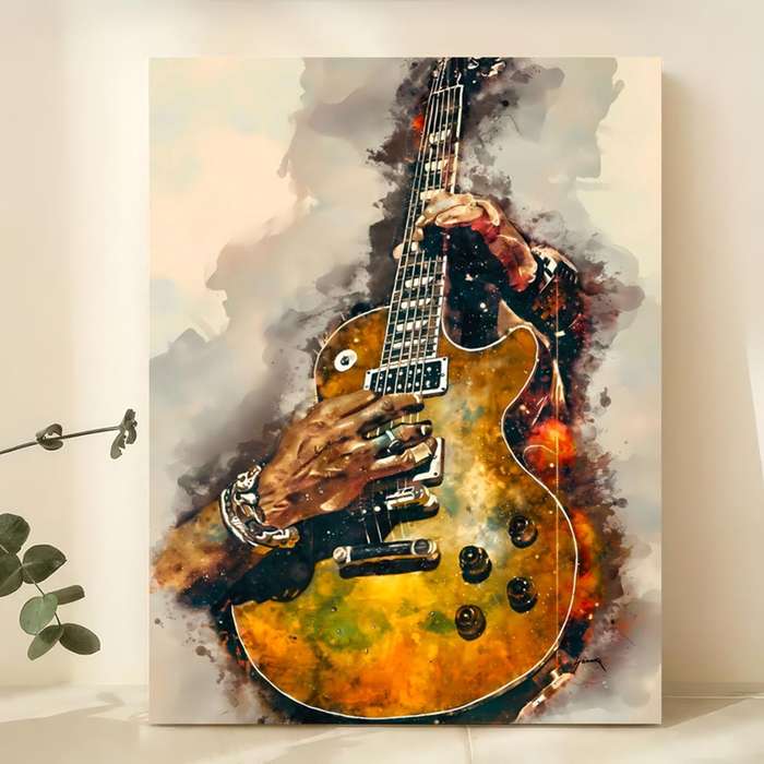 1pc  Rock N Roll Guitar Canvas Art Poster Frameless Music Wall Decor for Living Room Bedroom