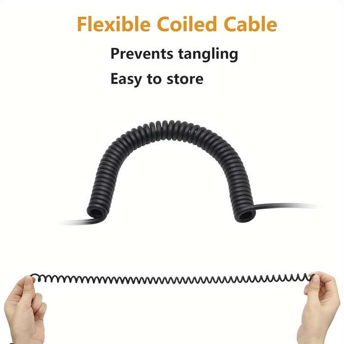 1pc 3.5mm Audio Coiled Cable Right Angle 3.5mm Male to Male Stereo TRS Cable for Car Stereo Sm