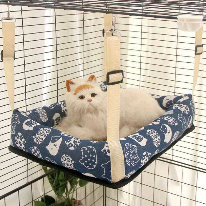Pet supplies size S Items Summer mat hanging nest   square       blue background lucky cat