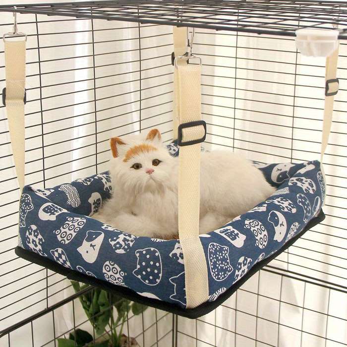 Pet supplies size S Items Summer mat hanging nest   square       blue background lucky cat