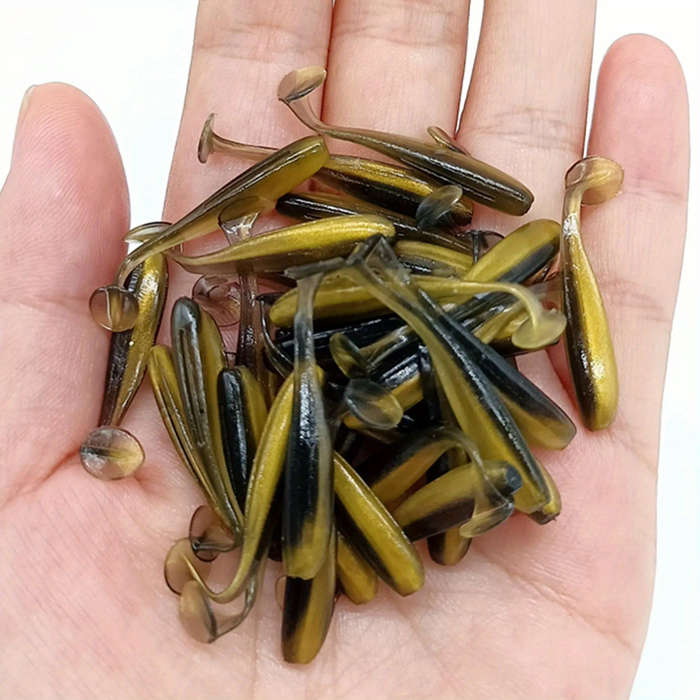 10pcs Soft Fish Baits 0.5g 3.99cm T-tail Soft Worm Artificial Lures for Perch and Shad Fishing