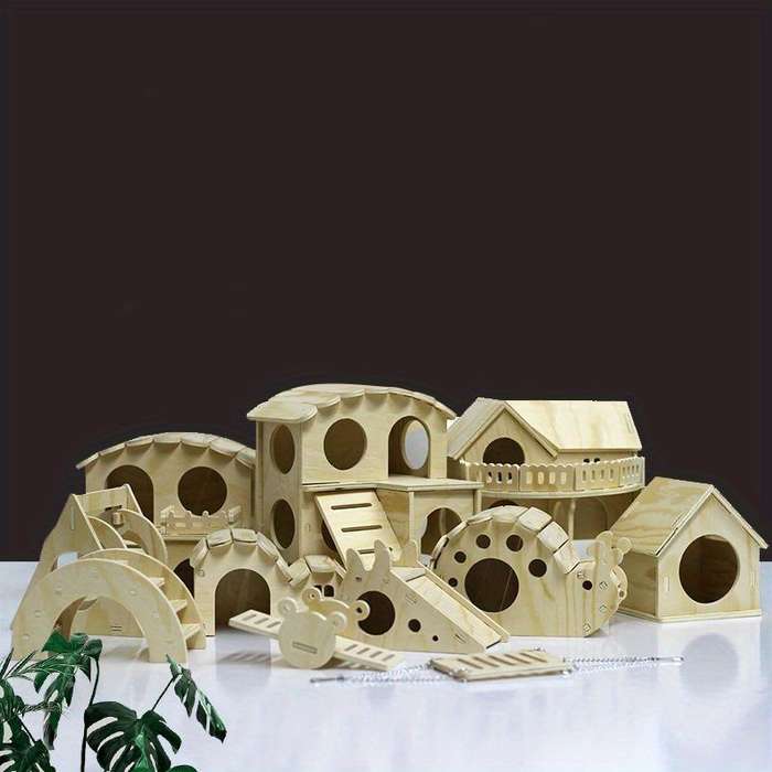 Pet Supplies Color Wooden Hawaiian Villa