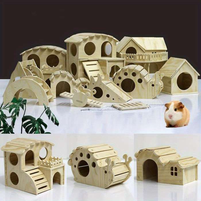 Pet Supplies Color Wooden Hawaiian Villa