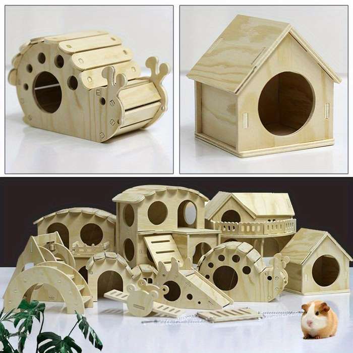 Pet Supplies Color Wooden Hawaiian Villa